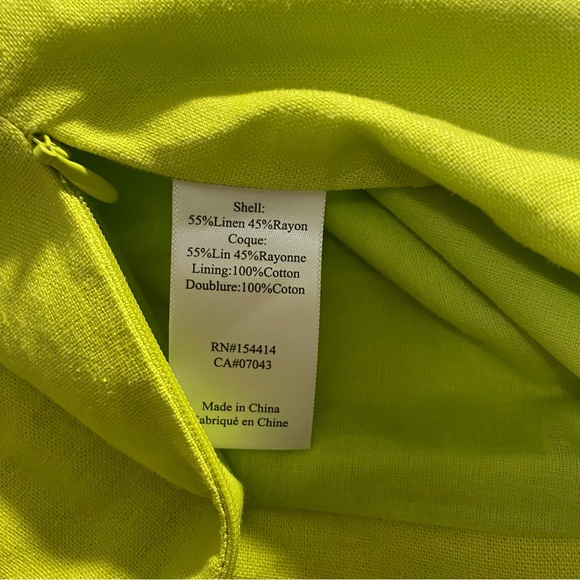 Linen Lined Crop Top Zip Side Lime Green Large Fitted Relaxed Fit Women’s Large - Picture 3 of 6
